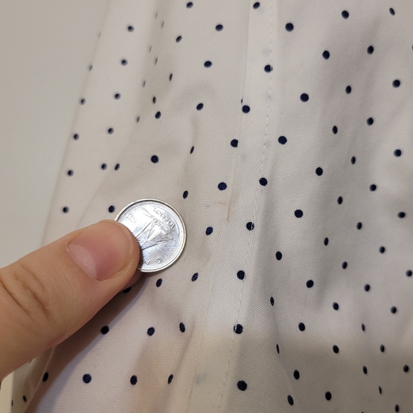 L.L. Bean Wrinkle-Free Pinpoint Oxford Shirt, White /Indigo Ink Dot - Picture 9 of 9